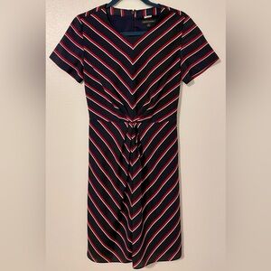 Banana Republic Black and Red Striped elegant Dress. Office to date night easy.